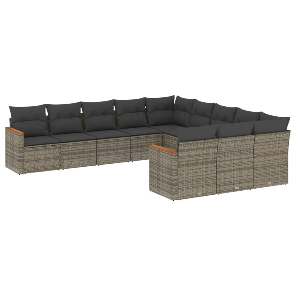Set Canapele De Grădină Cu Perne, 11 Piese, , Poliratan