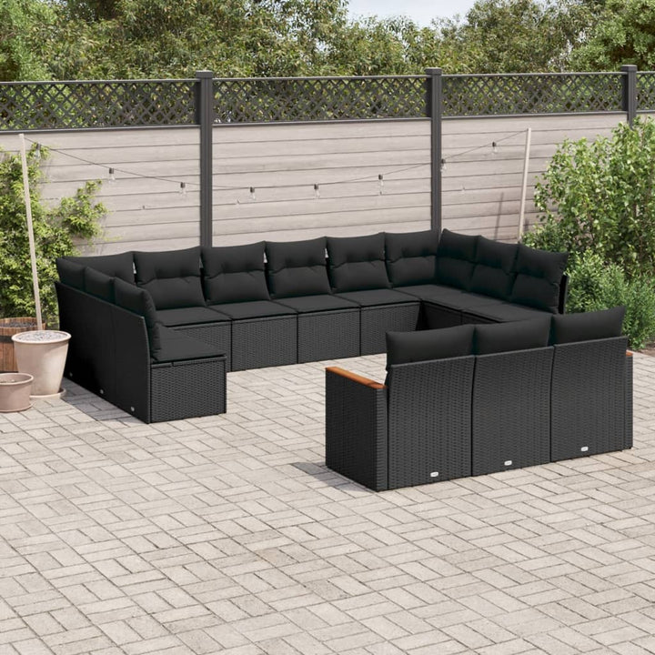 Set Canapele De Grădină, 13 Piese, Cu Perne, Bej, Poliratan