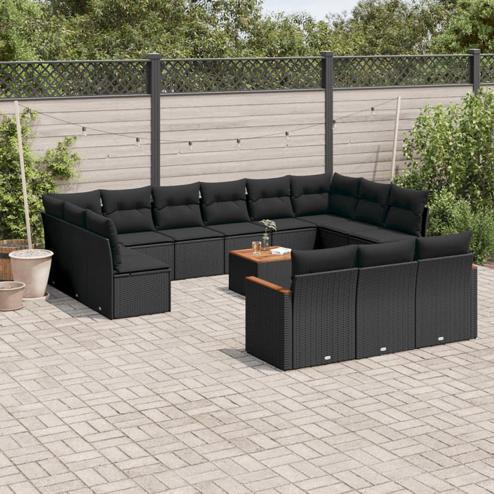 Set Canapele De Grădină, 13 Piese, Cu Perne, Bej, Poliratan