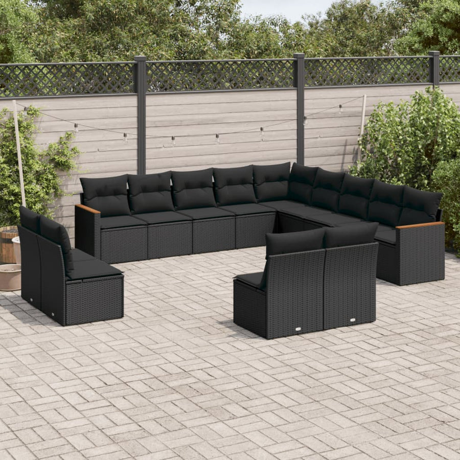 Set Mobilier De Grădină Cu Perne, 13 Piese, , Poliratan