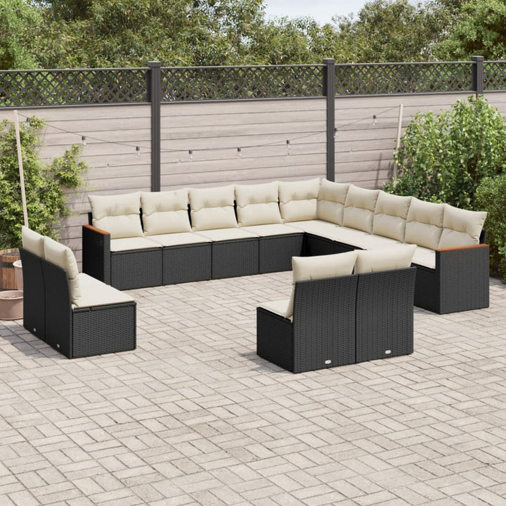 Set Mobilier De Grădină Cu Perne, 13 Piese, , Poliratan