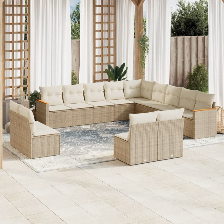 Set Mobilier De Grădină Cu Perne, 13 Piese, , Poliratan