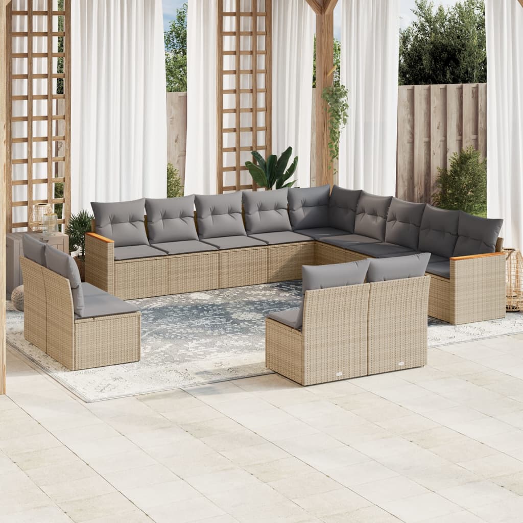 Set Mobilier De Grădină Cu Perne, 13 Piese, , Poliratan