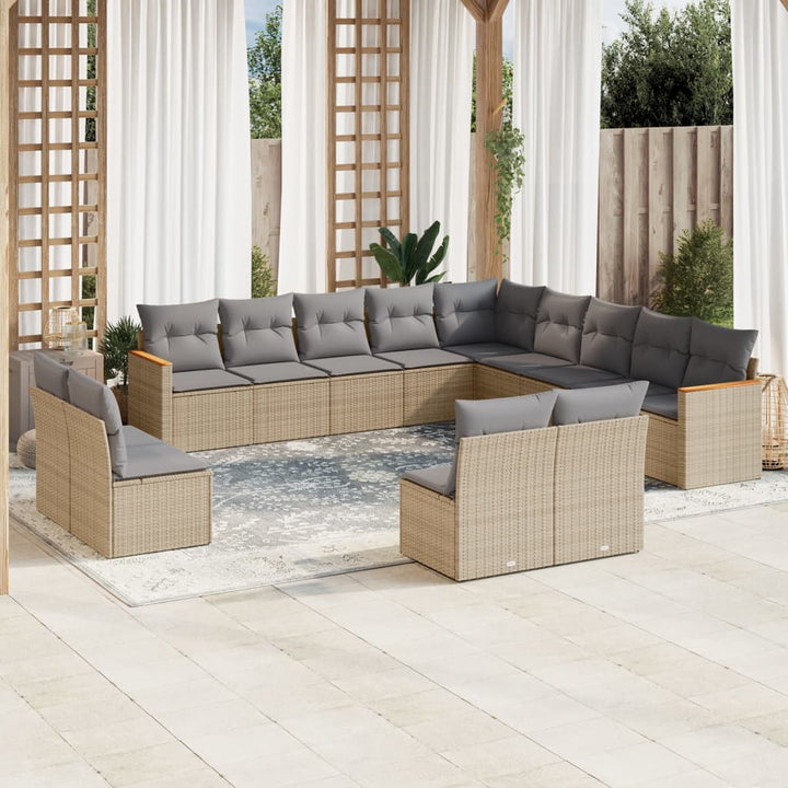 Set Mobilier De Grădină Cu Perne, 13 Piese, , Poliratan