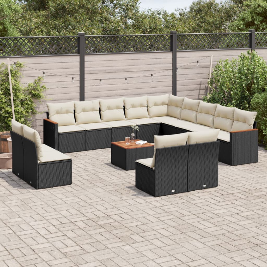 Set Mobilier De Grădină Cu Perne, 13 Piese, , Poliratan