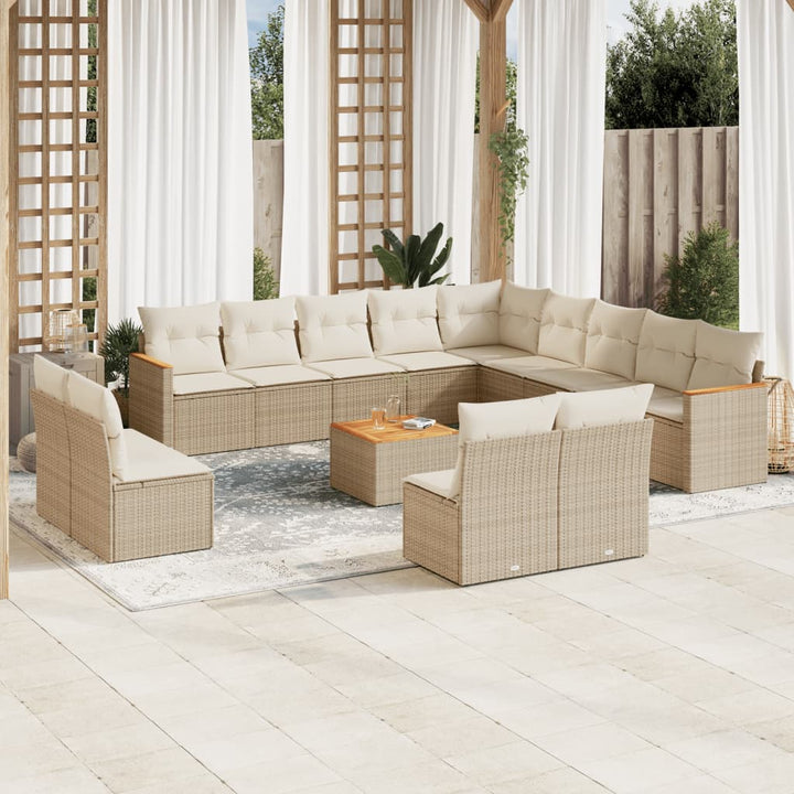 Set Mobilier De Grădină Cu Perne, 13 Piese, , Poliratan