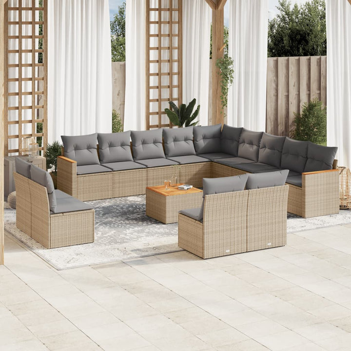 Set Mobilier De Grădină Cu Perne, 13 Piese, , Poliratan