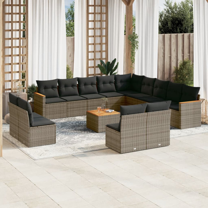 Set Mobilier De Grădină Cu Perne, 13 Piese, , Poliratan
