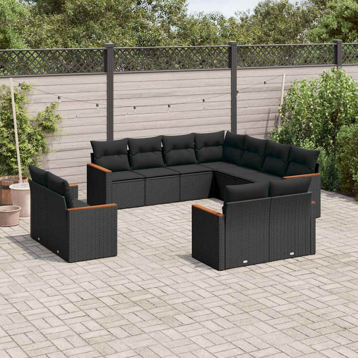 Set Canapele De Grădină Cu Perne, 11 Piese, , Poliratan