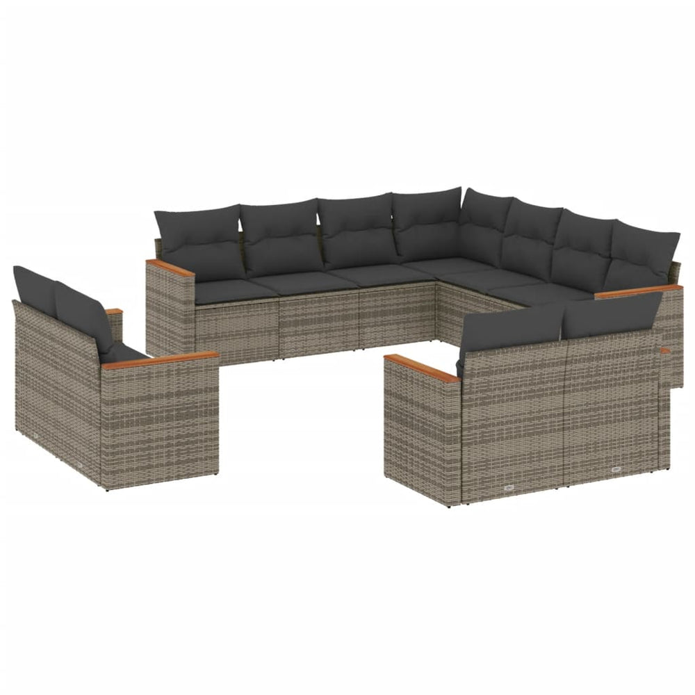 Set Canapele De Grădină Cu Perne, 11 Piese, , Poliratan