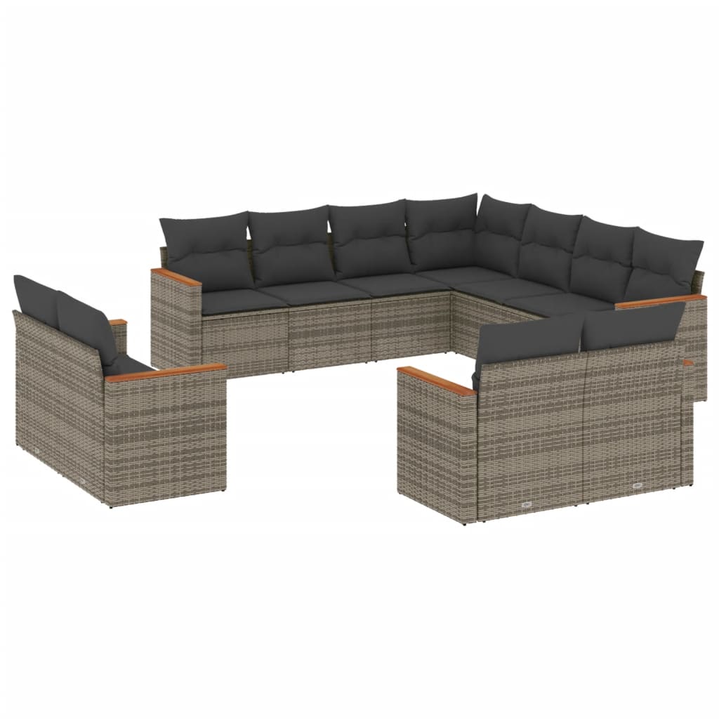 Set Canapele De Grădină Cu Perne, 11 Piese, , Poliratan