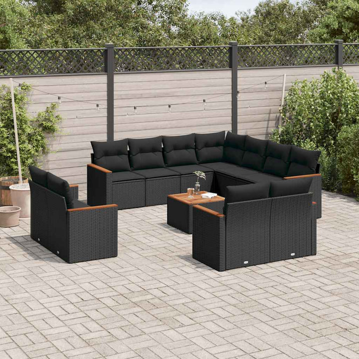 Set Canapele De Grădină Cu Perne, 11 Piese, , Poliratan