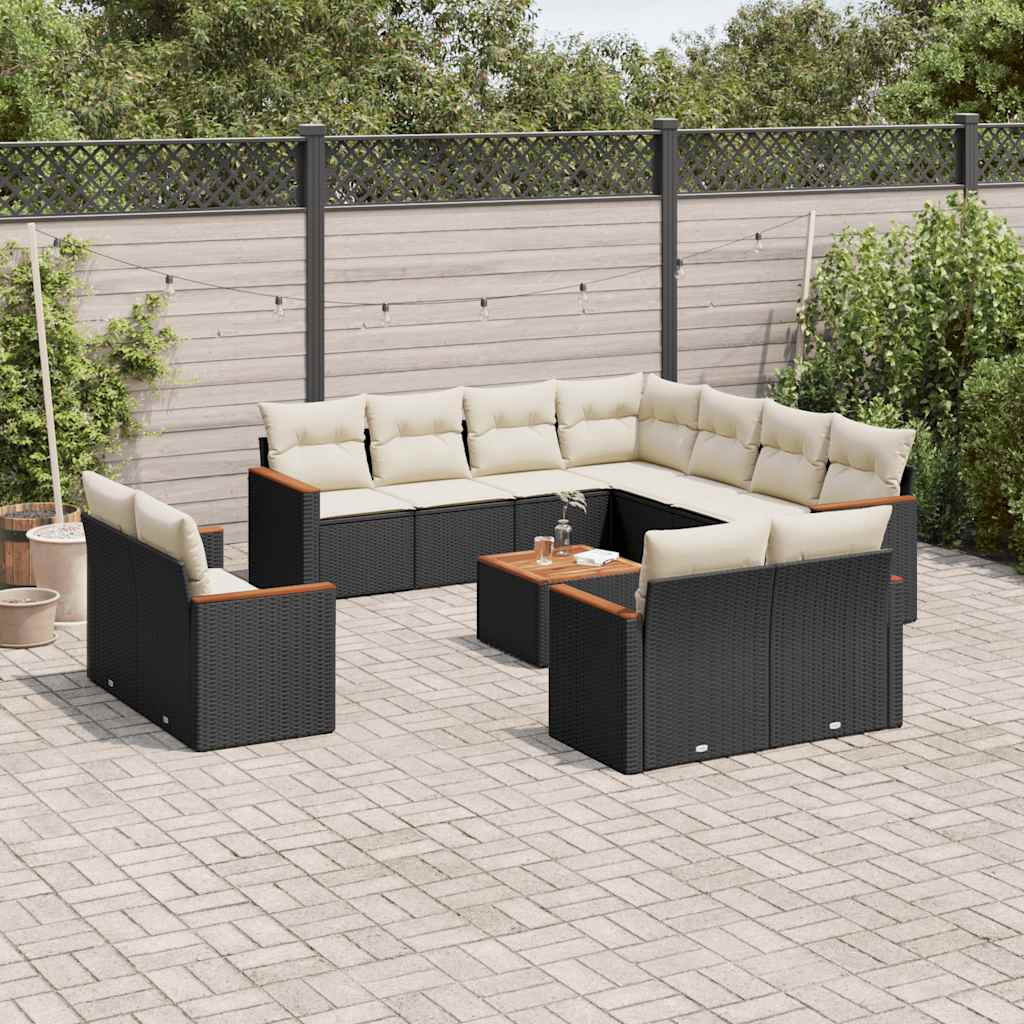 Set Canapele De Grădină Cu Perne, 11 Piese, , Poliratan