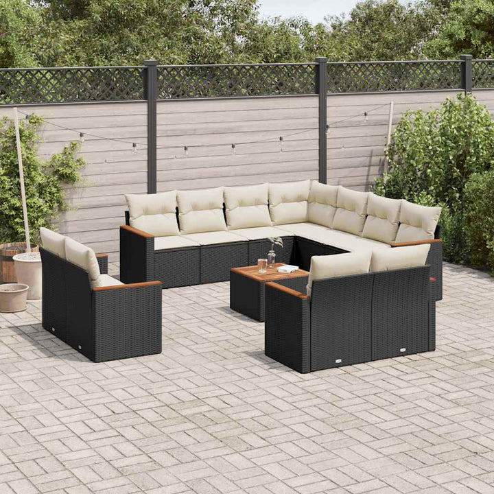 Set Canapele De Grădină Cu Perne, 11 Piese, , Poliratan