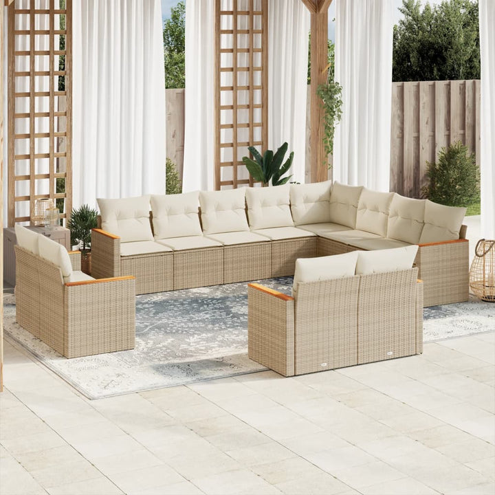 Set Mobilier De Grădină Cu Perne, 13 Piese, Negru, Poliratan