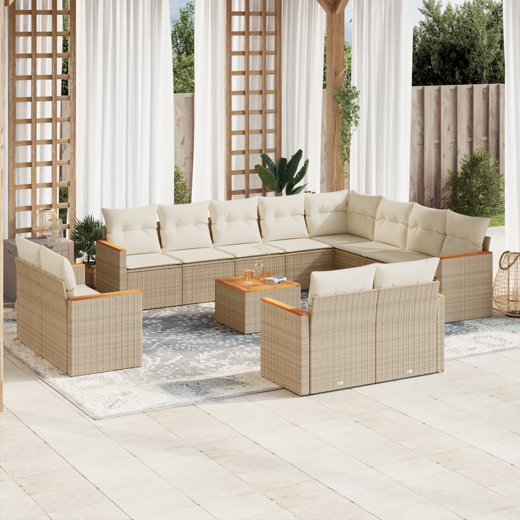 Set Mobilier De Grădină Cu Perne, 13 Piese, Negru, Poliratan