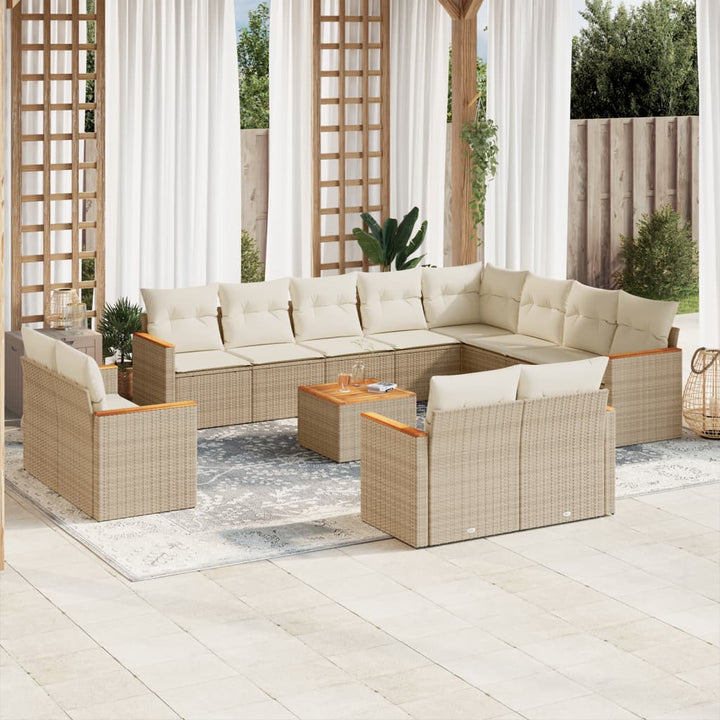 Set Mobilier De Grădină Cu Perne, 13 Piese, Negru, Poliratan