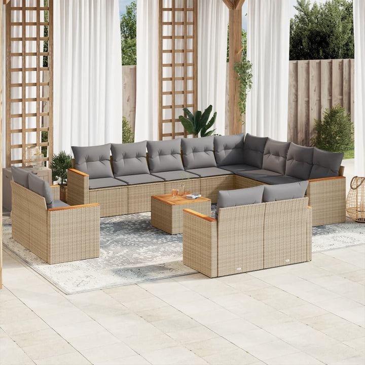Set Mobilier De Grădină Cu Perne, 13 Piese, Negru, Poliratan