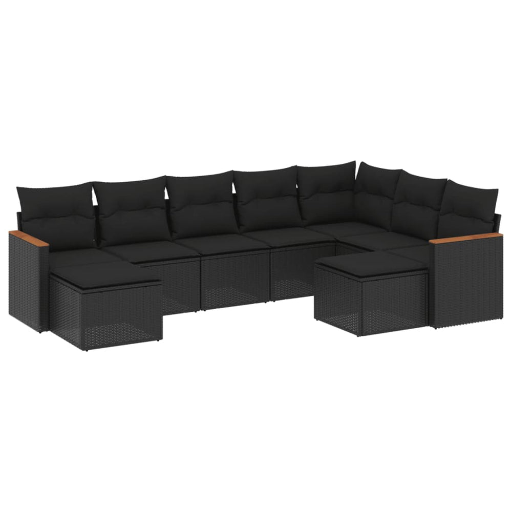 Set Mobilier De Grădină Cu Perne, 9 Piese, , Poliratan