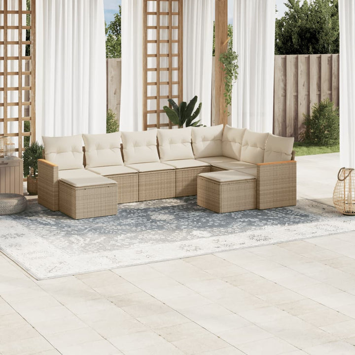Set Mobilier De Grădină Cu Perne, 9 Piese, , Poliratan