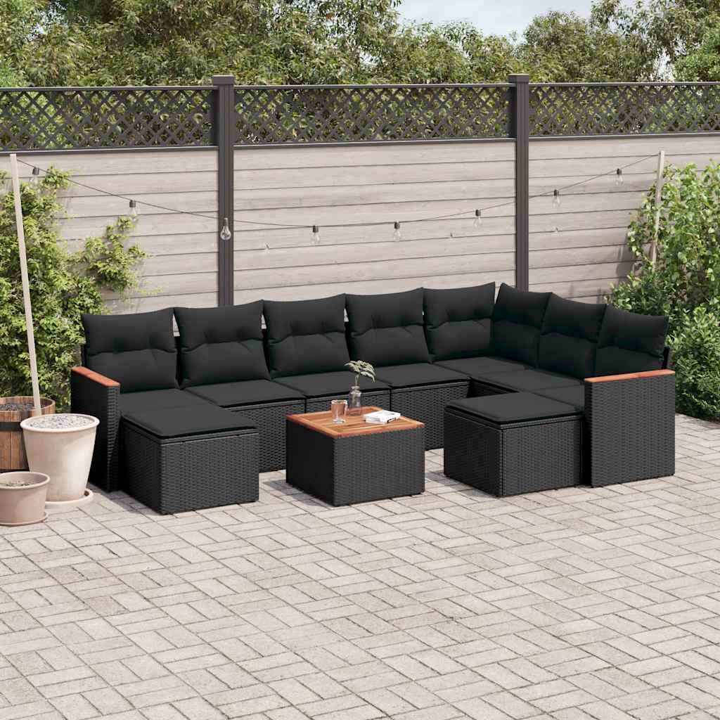 Set Mobilier De Grădină Cu Perne, 9 Piese, , Poliratan