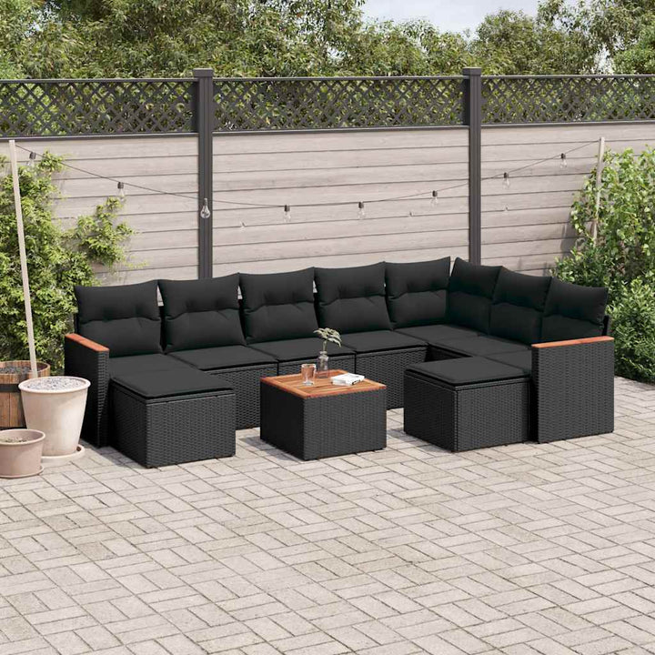 Set Mobilier De Grădină Cu Perne, 9 Piese, , Poliratan