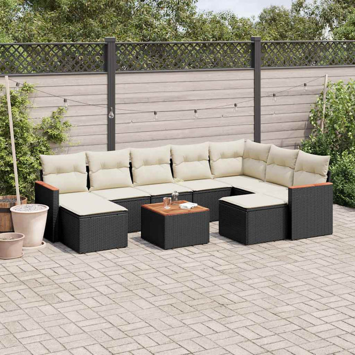 Set Mobilier De Grădină Cu Perne, 9 Piese, , Poliratan