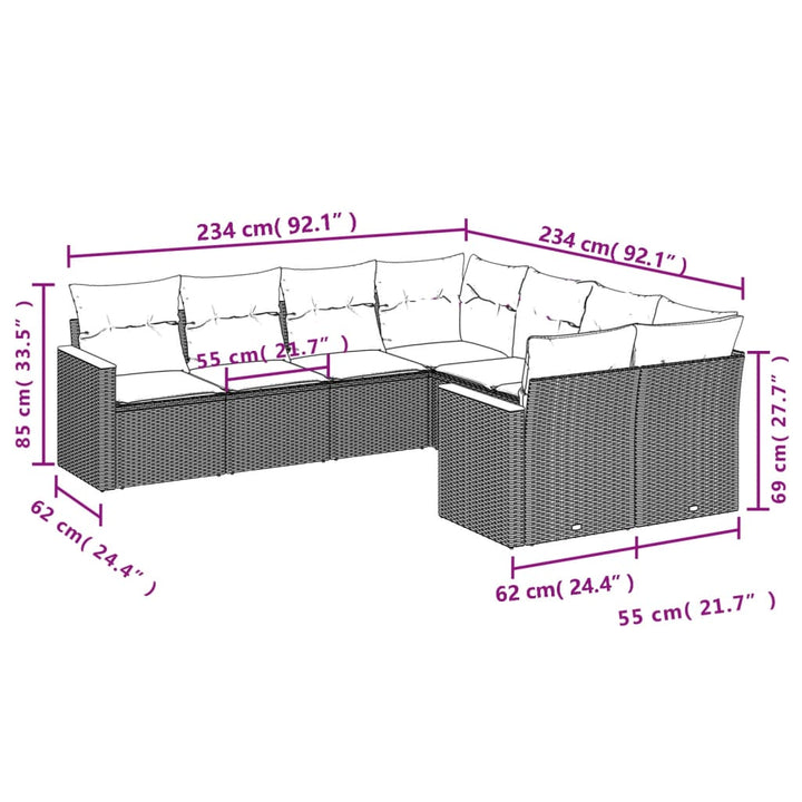 Set Mobilier De Grădină Cu Perne, 8 Piese, Negru, Poliratan