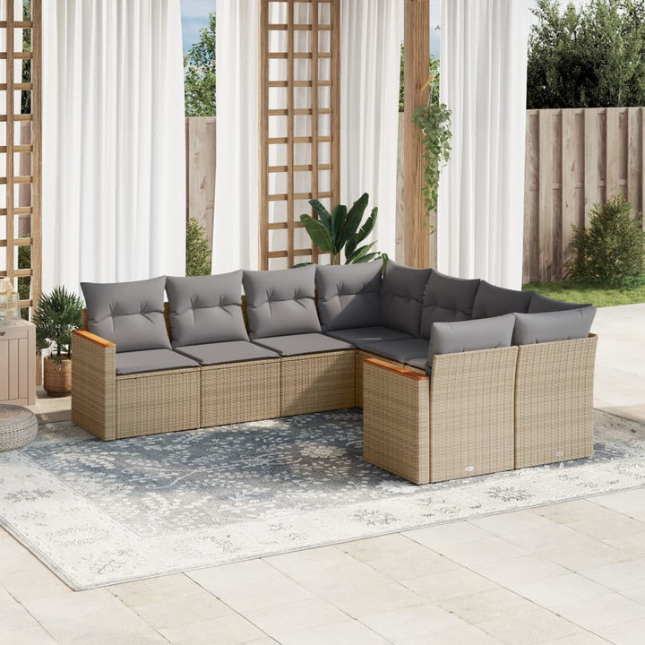 Set Mobilier De Grădină Cu Perne, 8 Piese, Negru, Poliratan