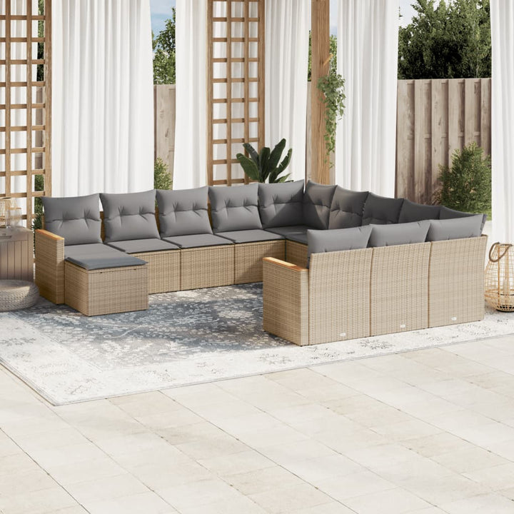 Set Canapele De Grădină, 12 Piese, Cu Perne, Negru, Poliratan