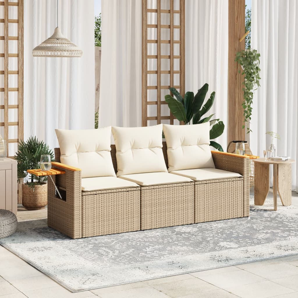 Set Mobilier De Grădină Cu Perne, 3 Piese, , Poliratan