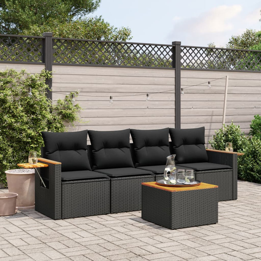 Set Mobilier De Grădină Cu Perne, 5 Piese, , Poliratan