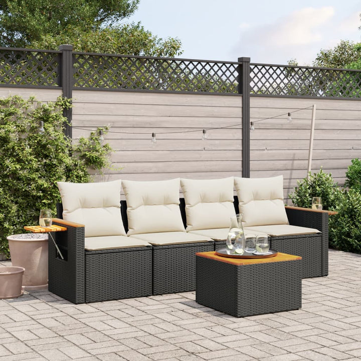 Set Mobilier De Grădină Cu Perne, 5 Piese, , Poliratan