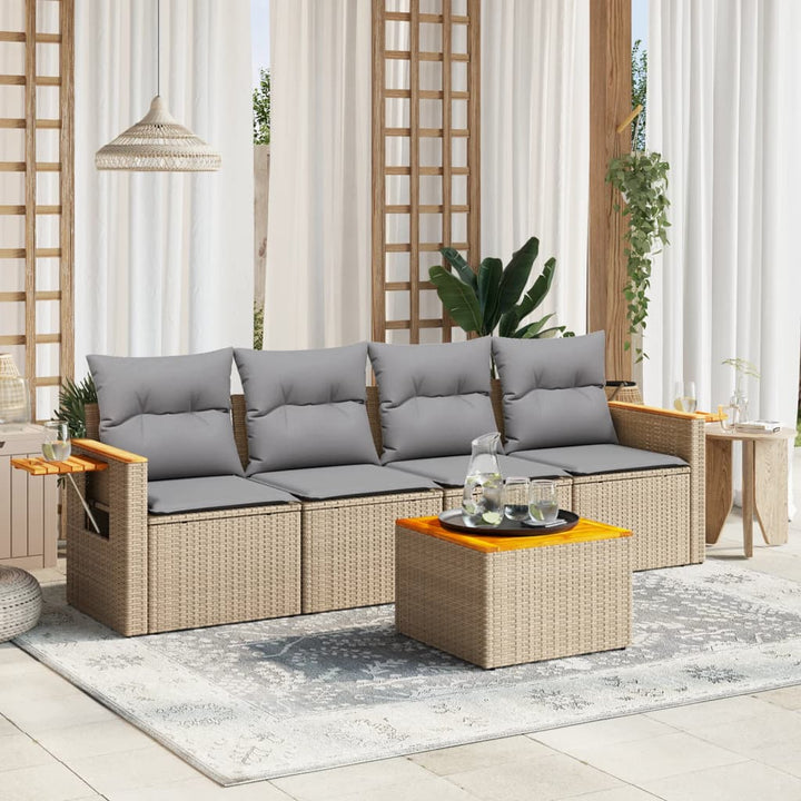 Set Mobilier De Grădină Cu Perne, 5 Piese, , Poliratan