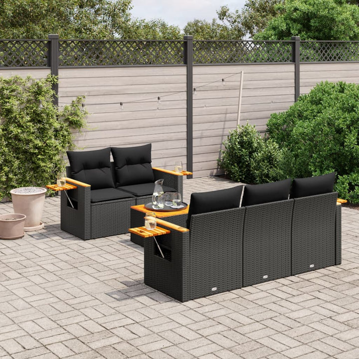Set Mobilier Grădină Cu Perne, 6 Piese, , Poliratan