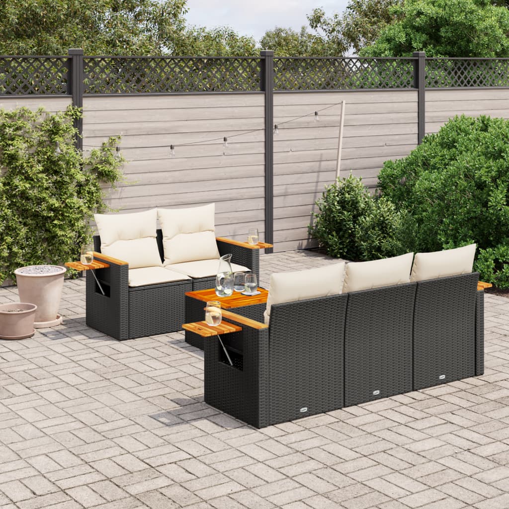 Set Mobilier Grădină Cu Perne, 6 Piese, , Poliratan