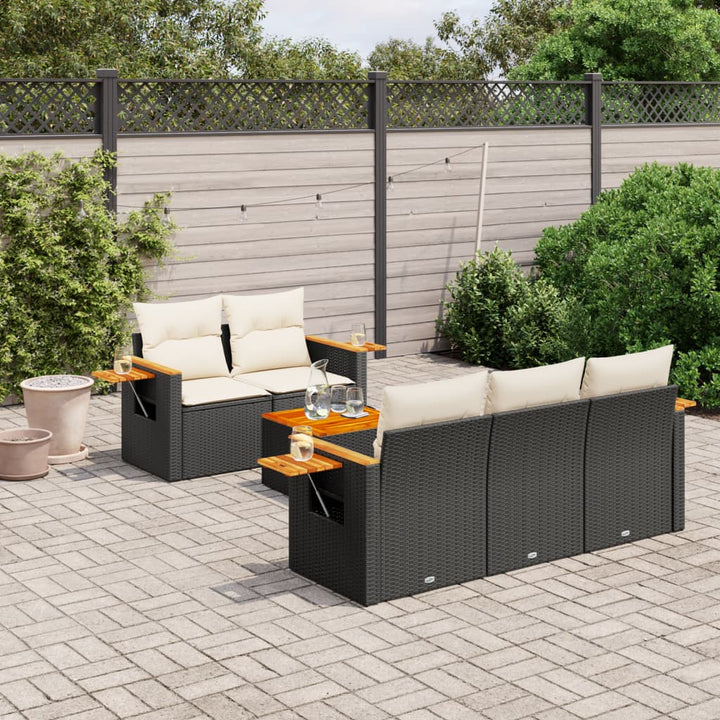 Set Mobilier Grădină Cu Perne, 6 Piese, , Poliratan