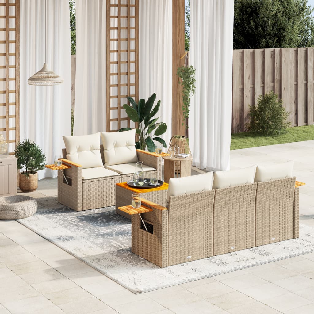 Set Mobilier Grădină Cu Perne, 6 Piese, , Poliratan