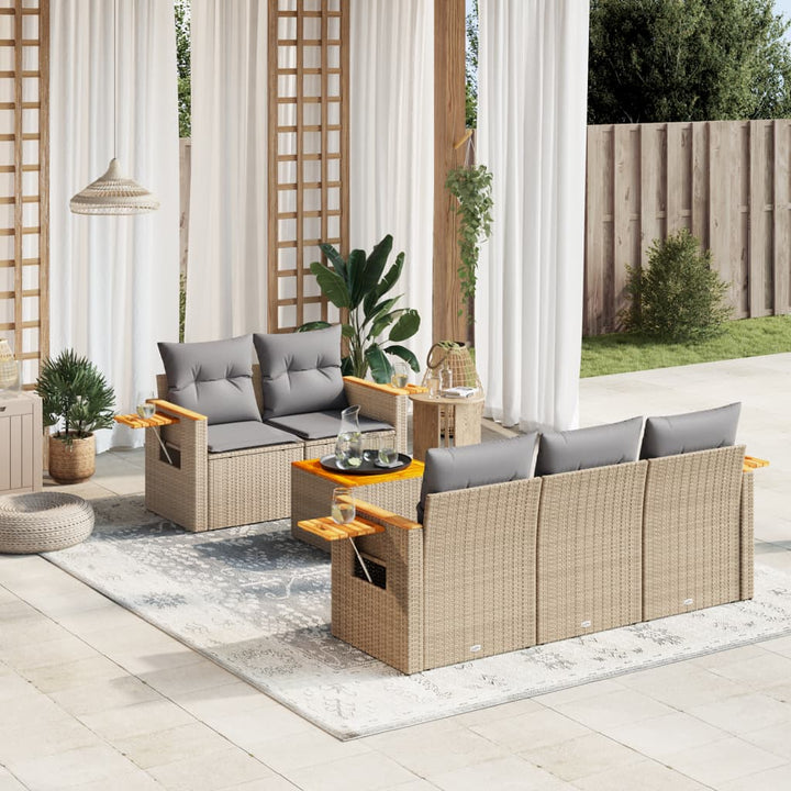 Set Mobilier Grădină Cu Perne, 6 Piese, , Poliratan