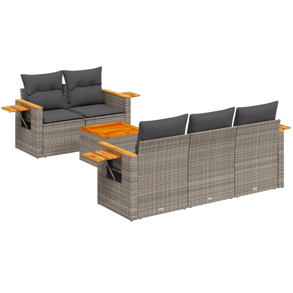Set Mobilier Grădină Cu Perne, 6 Piese, , Poliratan