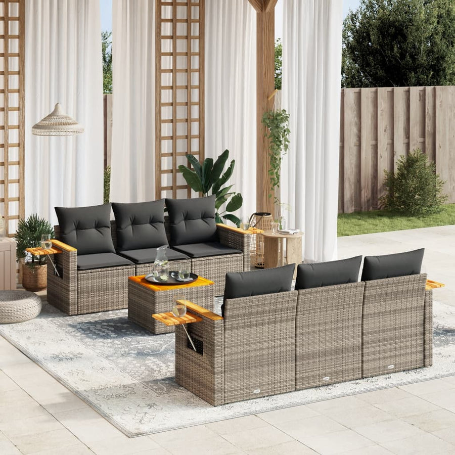 Set Canapele De Grădină, 7 Piese, Cu Perne, , Poliratan