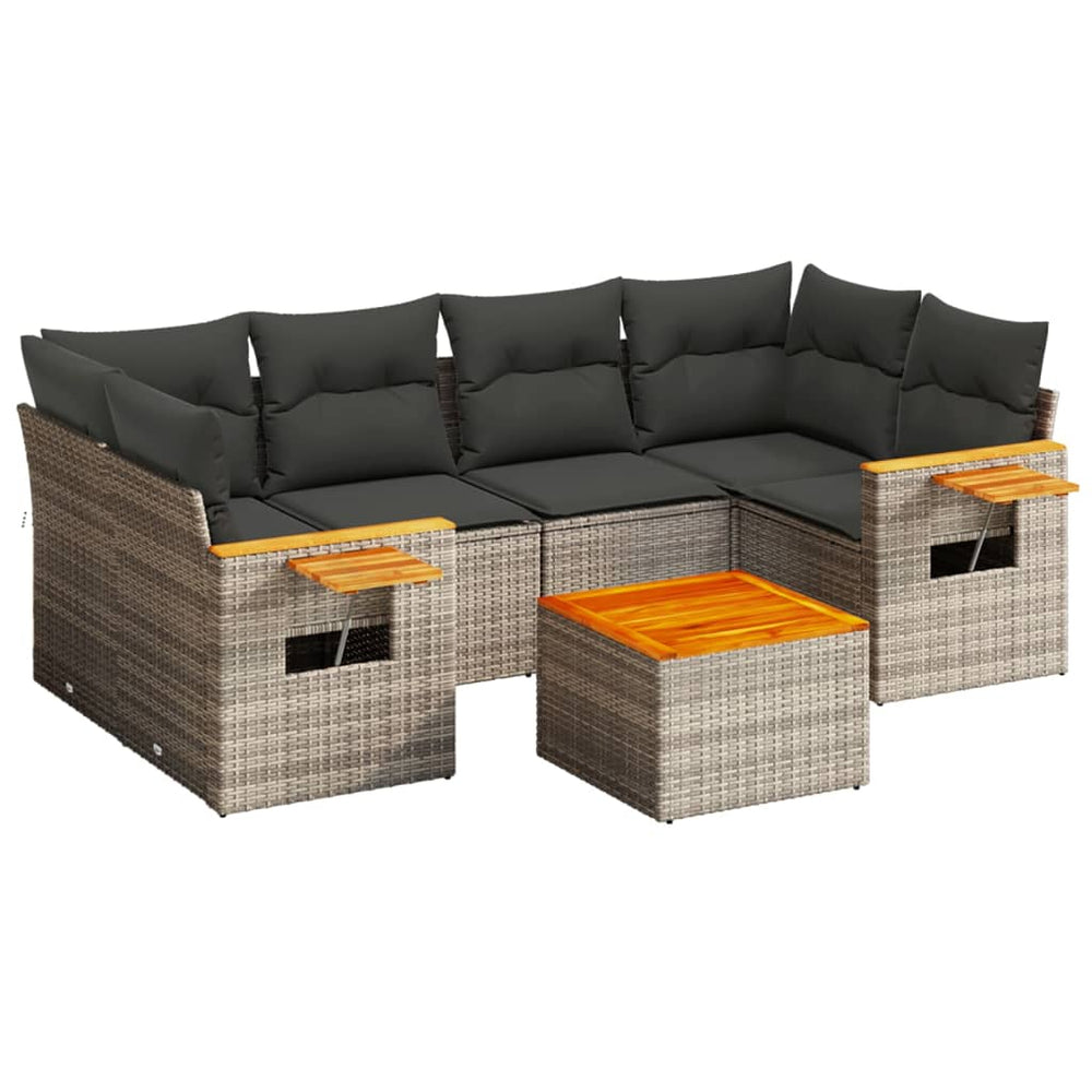 Set Canapele De Grădină, 7 Piese, Cu Perne, , Poliratan