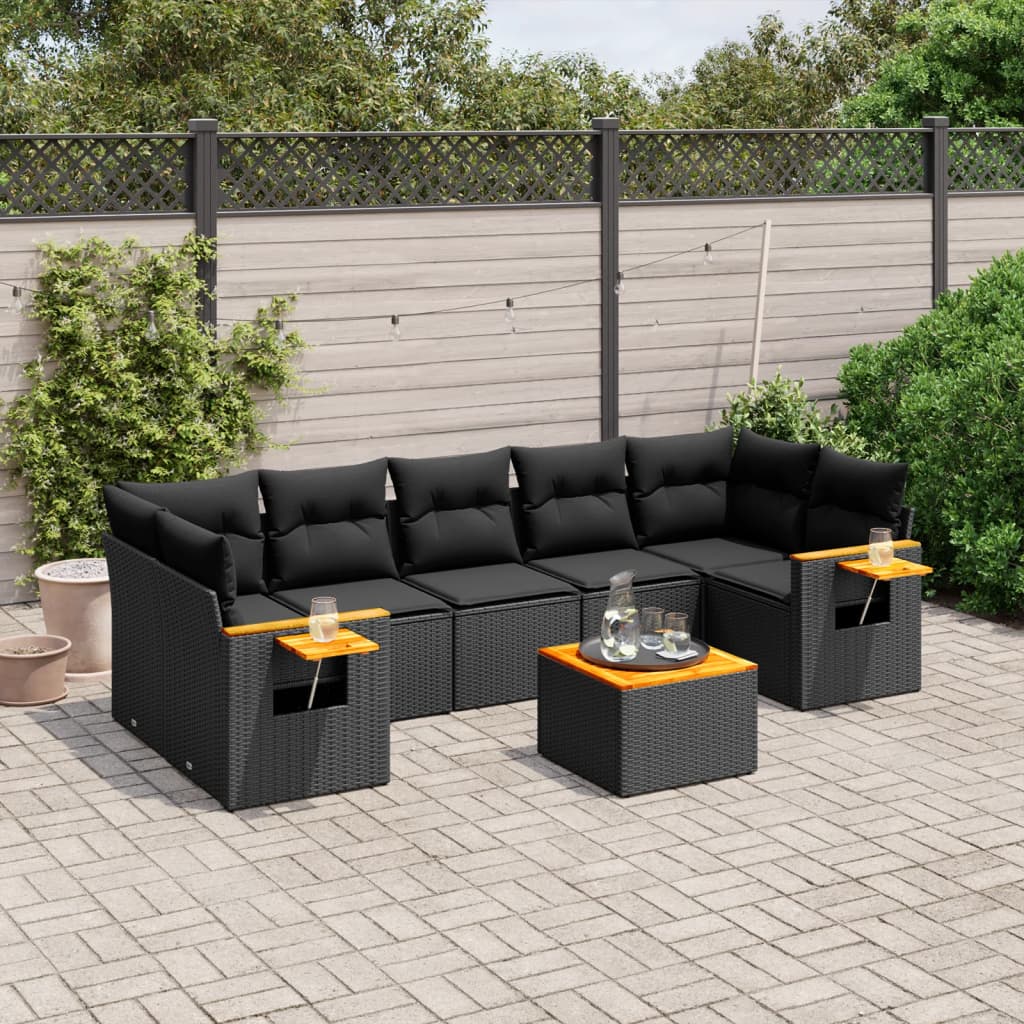 Set Canapele De Grădină Cu Perne, 8 Piese, , Poliratan