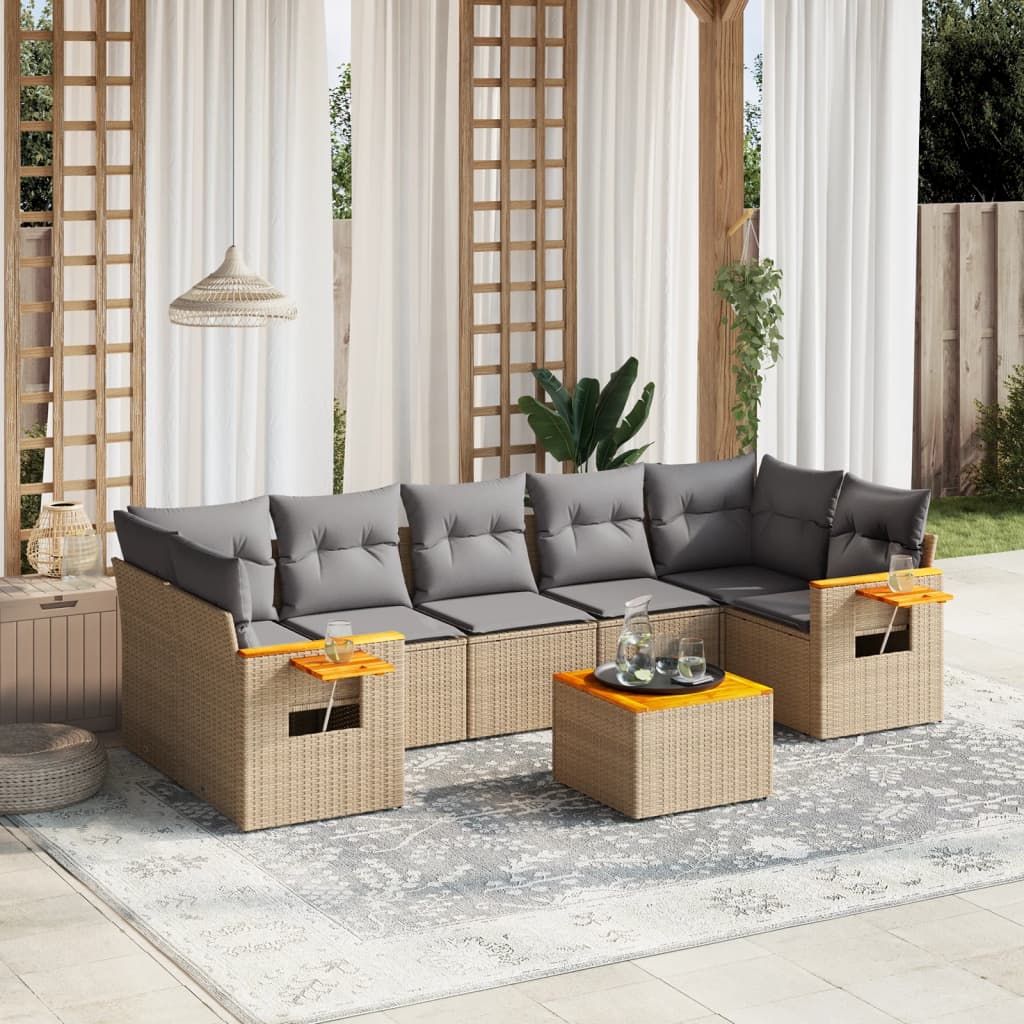 Set Canapele De Grădină Cu Perne, 8 Piese, , Poliratan