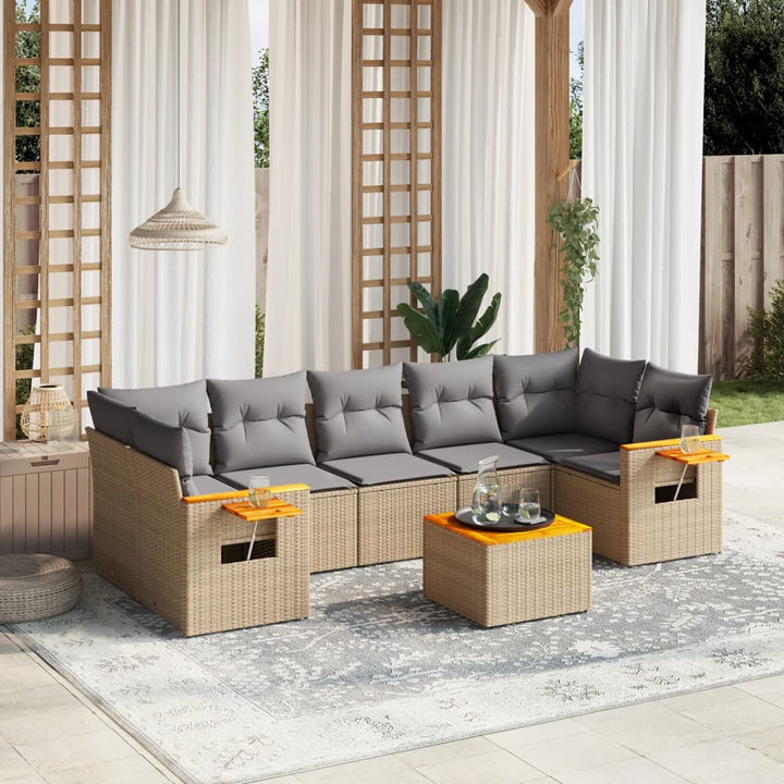 Set Canapele De Grădină Cu Perne, 8 Piese, , Poliratan