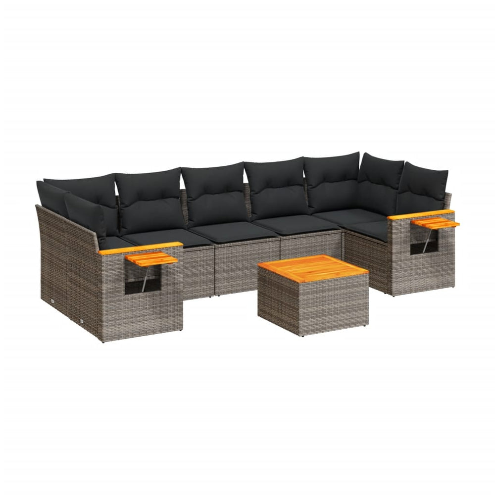 Set Canapele De Grădină Cu Perne, 8 Piese, , Poliratan