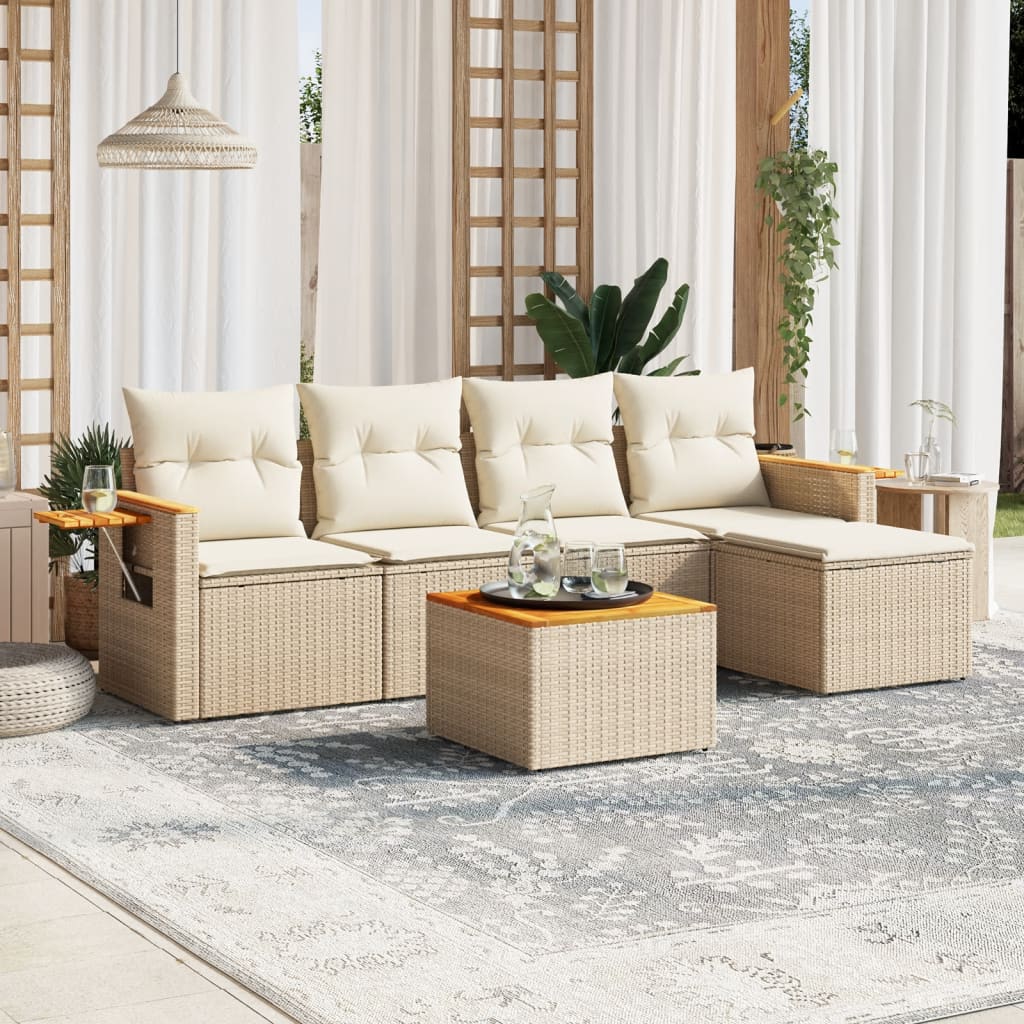 Set Mobilier De Grădină Cu Perne, 6 Piese, , Poliratan