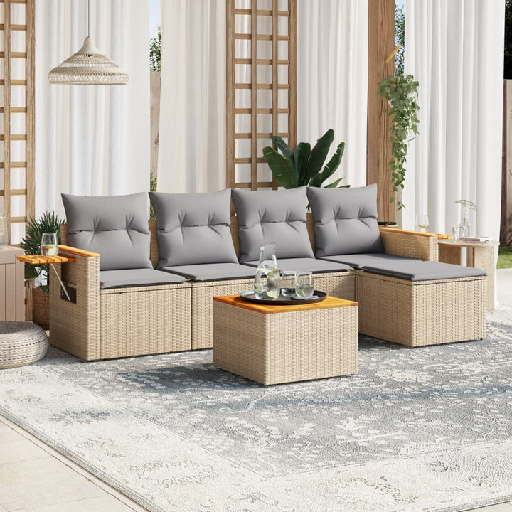 Set Mobilier De Grădină Cu Perne, 6 Piese, , Poliratan