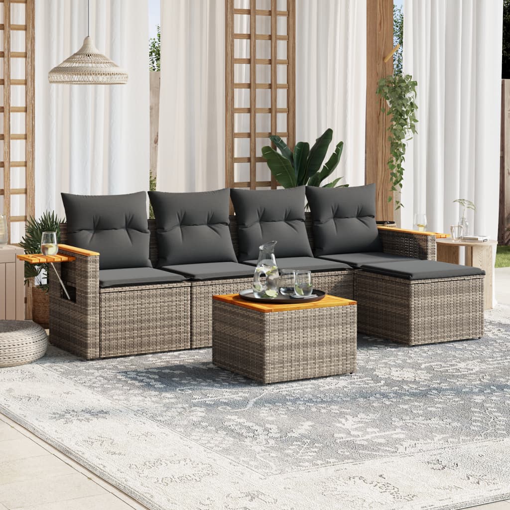 Set Mobilier De Grădină Cu Perne, 6 Piese, , Poliratan