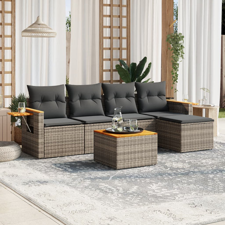 Set Mobilier De Grădină Cu Perne, 6 Piese, , Poliratan
